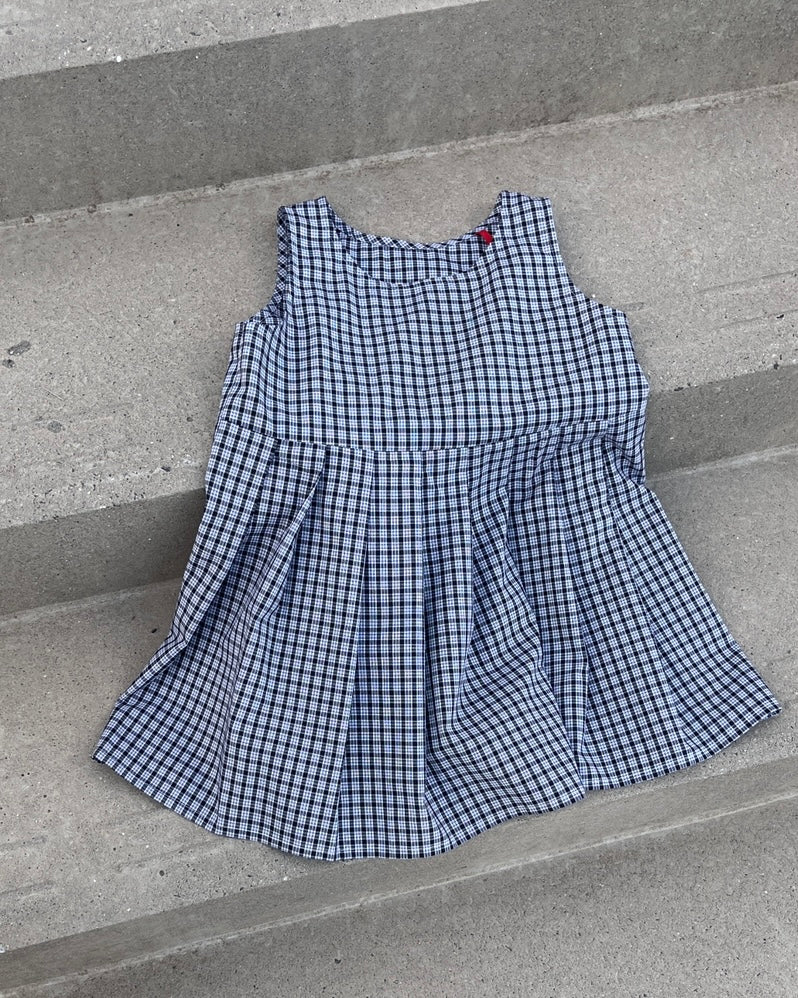 Pleat Dress—Cotton Black White—2 Yrs