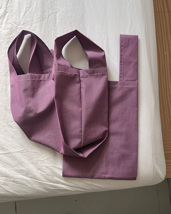 Carrier Bag—Cotton Lilac Stripe—Mini