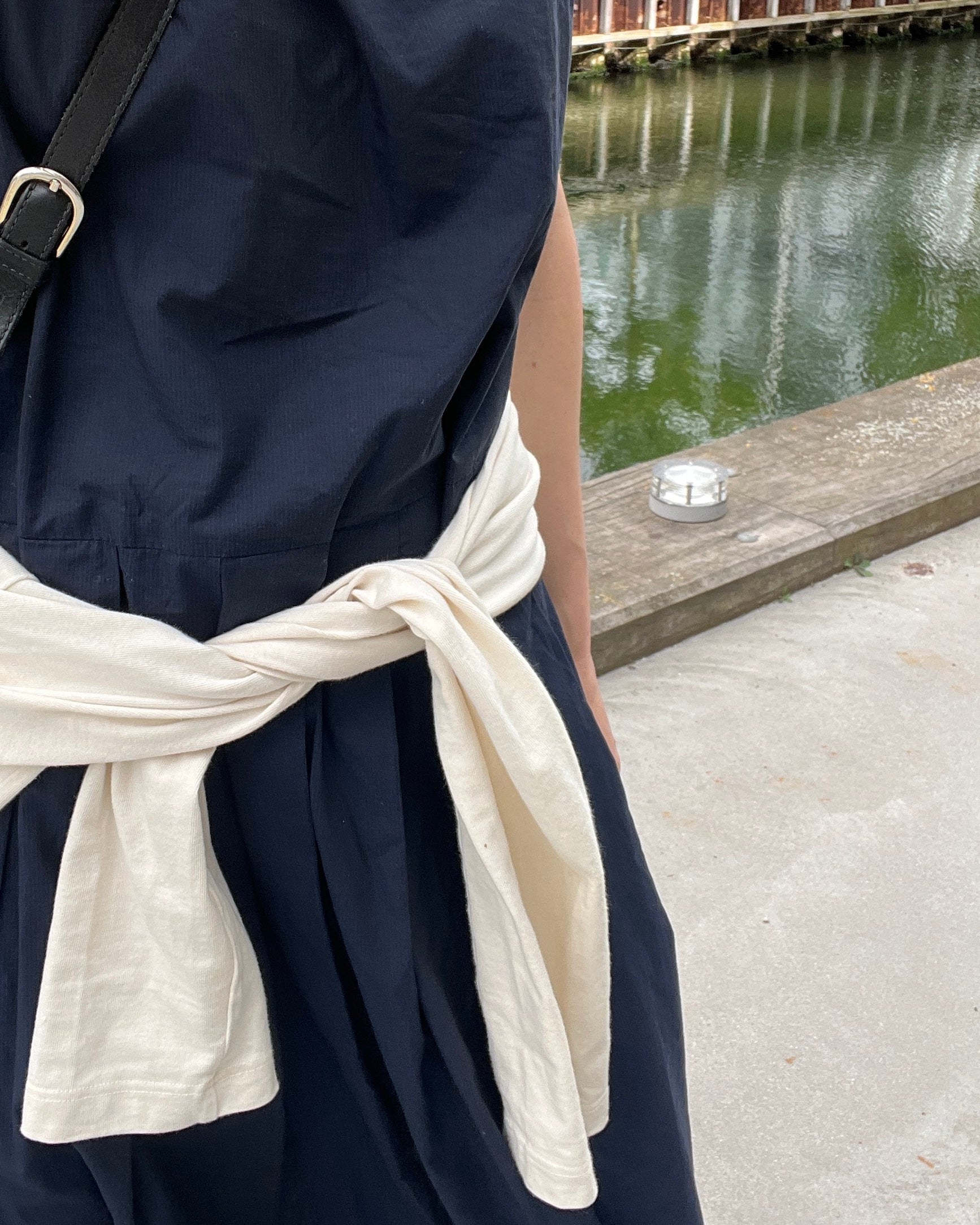 Pleat Dress—Cotton Dark Blue—Medium