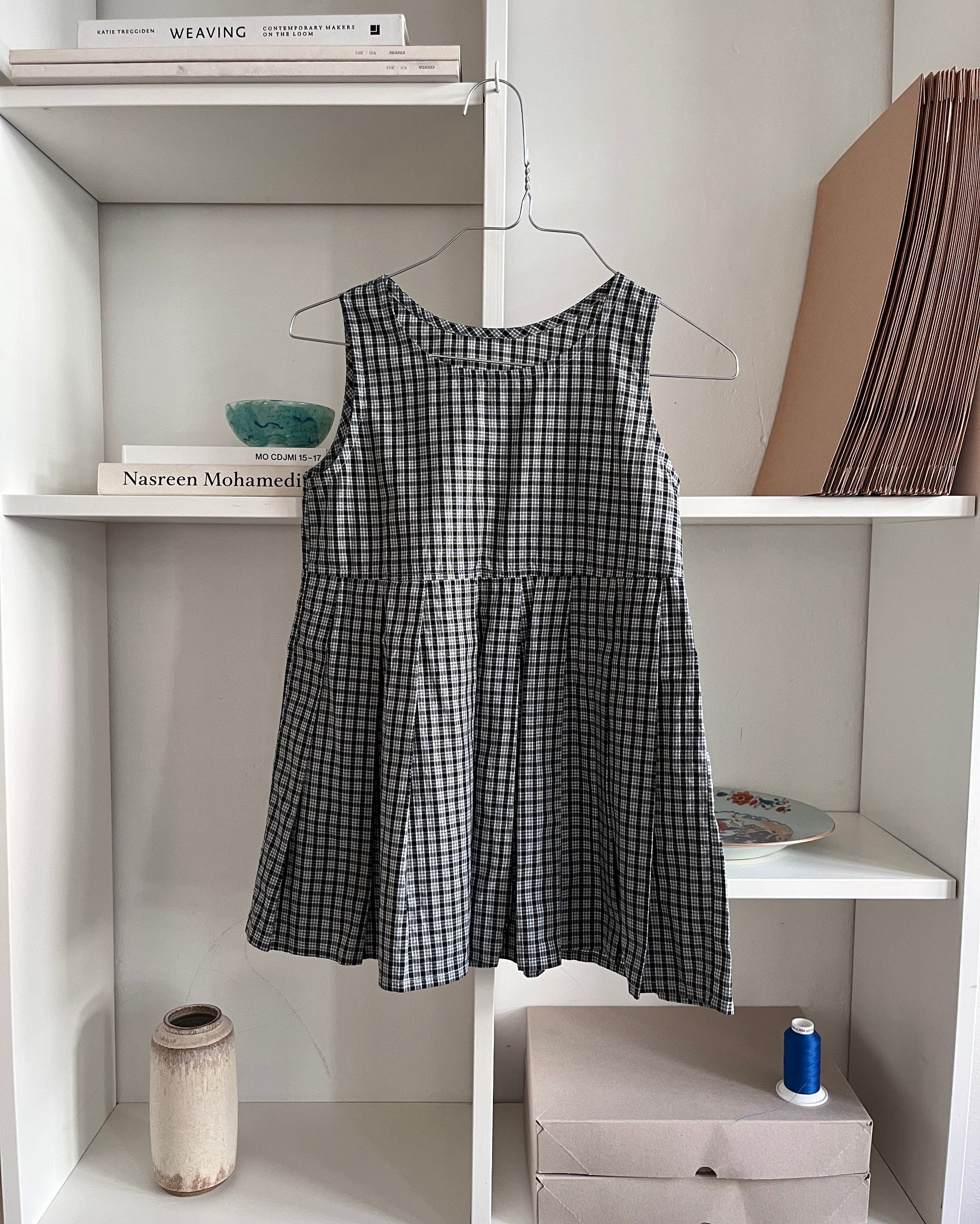 Pleat Dress—Cotton Black White—2 Yrs