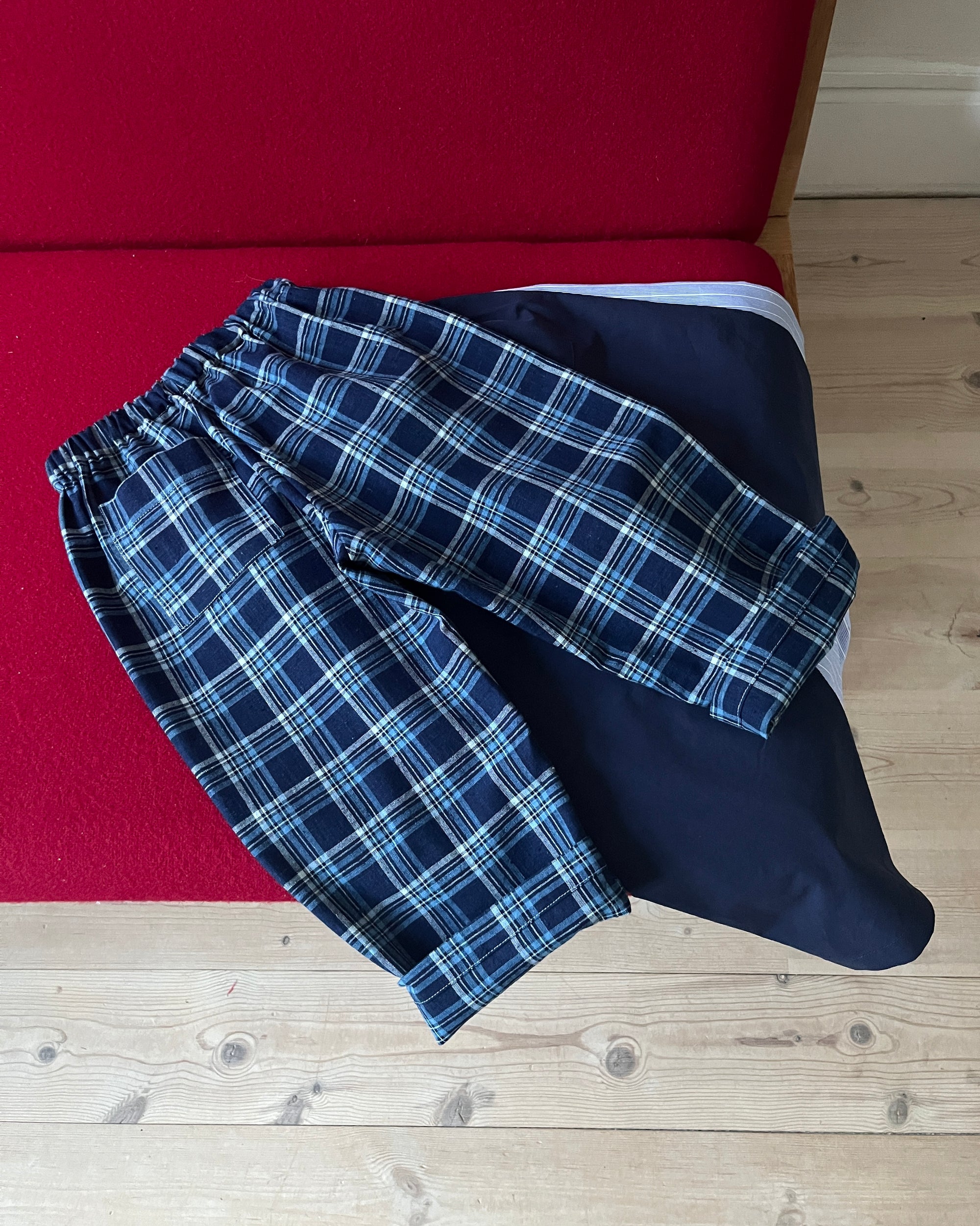 Favorite Pants—Cotton Indigo Check—2 Yrs