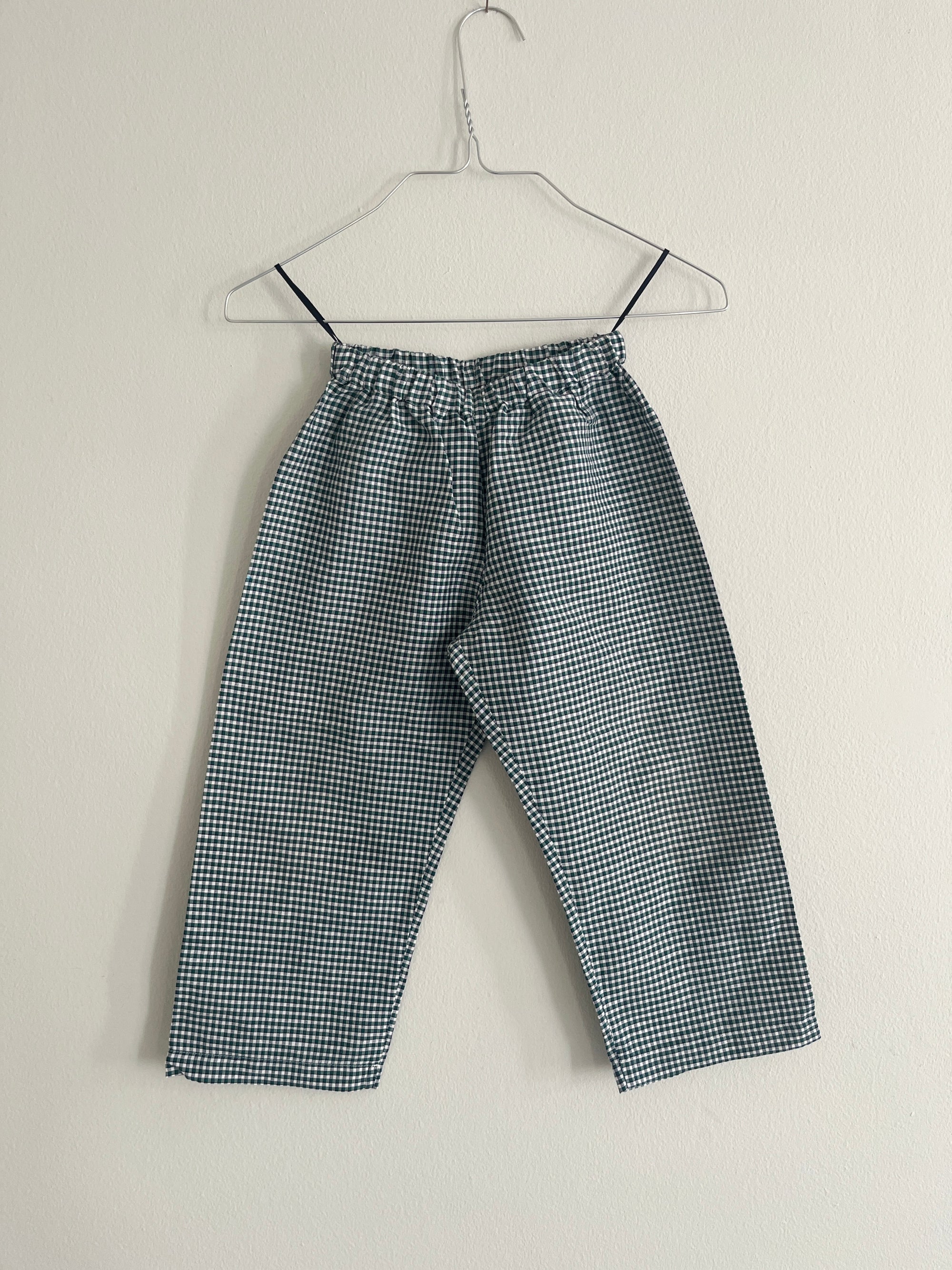 Favorite Pants—Cotton Linen Green Check—4 Yrs